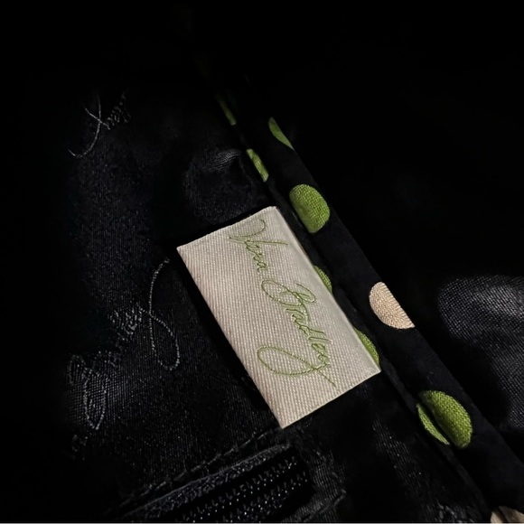 VERA BRADLEY Lucky Dots 2015 Trapeze Tote Navy Blue Green White Polka Dots Y2K - Picture 8 of 10